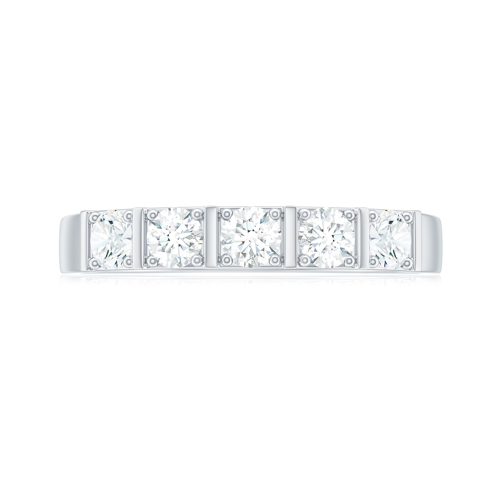 Rosec Jewels-Certified Round Moissanite Five Stone Wedding Band