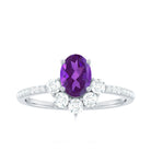 Rosec Jewels-Oval Amethyst Half Halo Engagement Ring with Diamond