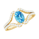 Rosec Jewels-Oval Cut Swiss Blue Topaz and Diamond Ring with Split Shank