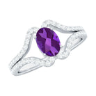 Rosec Jewels-Designer Amethyst Engagement Ring with Diamond