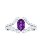 Rosec Jewels-Designer Amethyst Engagement Ring with Diamond