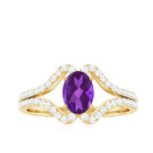 Rosec Jewels-Designer Amethyst Engagement Ring with Diamond