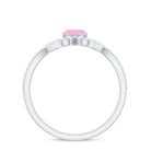 Rosec Jewels-Oval Cut Rose Quartz and Diamond Ring with Split Shank