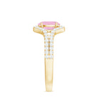 Rosec Jewels-Oval Cut Rose Quartz and Diamond Ring with Split Shank