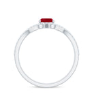 Rosec Jewels-Oval Ruby Minimal Split Shank Ring with Diamond