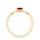 Rosec Jewels-Oval Ruby Minimal Split Shank Ring with Diamond