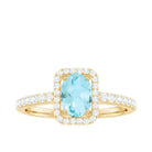 Rosec Jewels-Oval Cut Sky Blue Topaz Engagement Ring with Diamond Halo