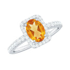 Rosec Jewels-Oval Cut Citrine Engagement Ring with Moissanite Halo