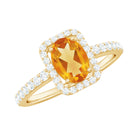 Rosec Jewels-Oval Cut Citrine Engagement Ring with Moissanite Halo