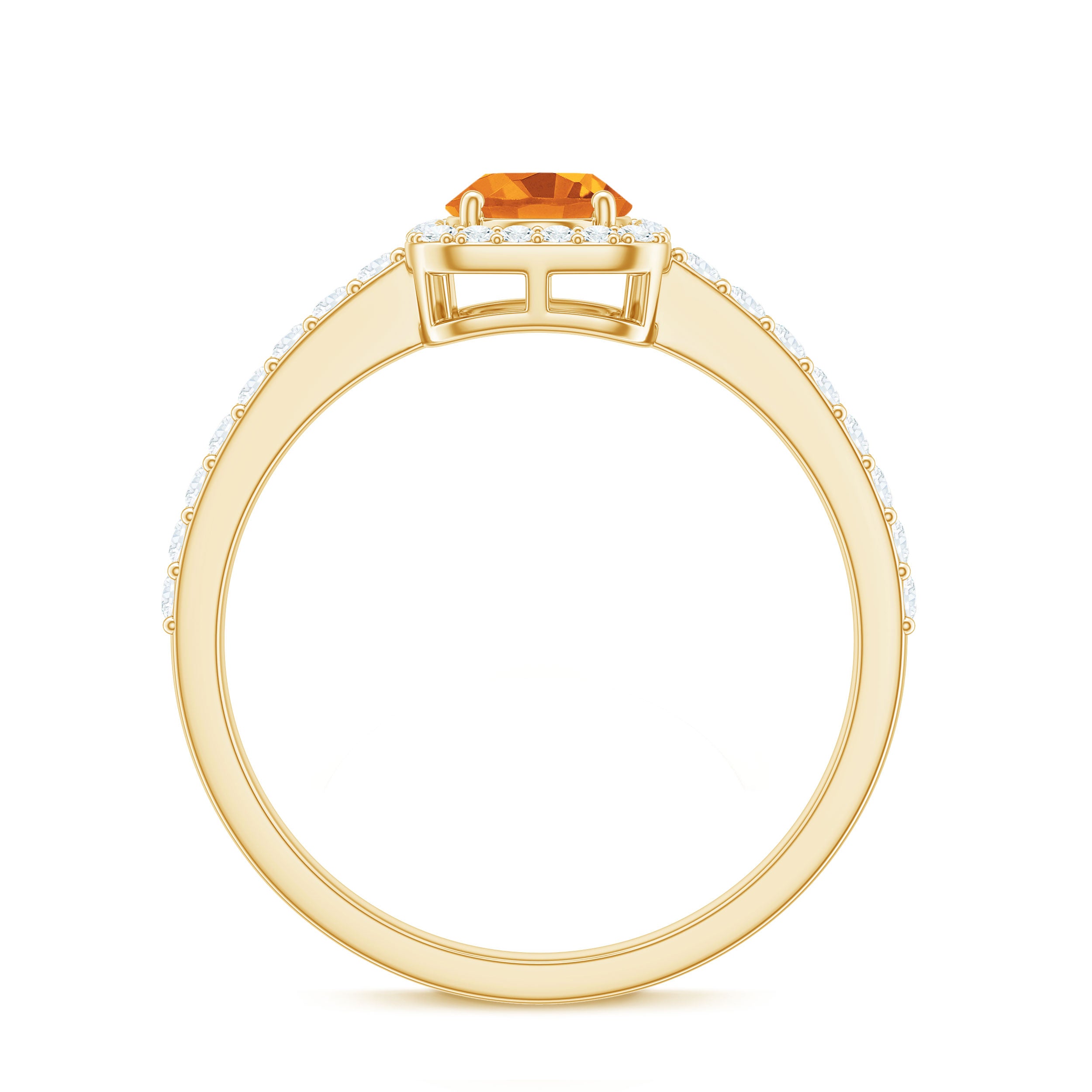 Rosec Jewels-Oval Cut Citrine Engagement Ring with Moissanite Halo