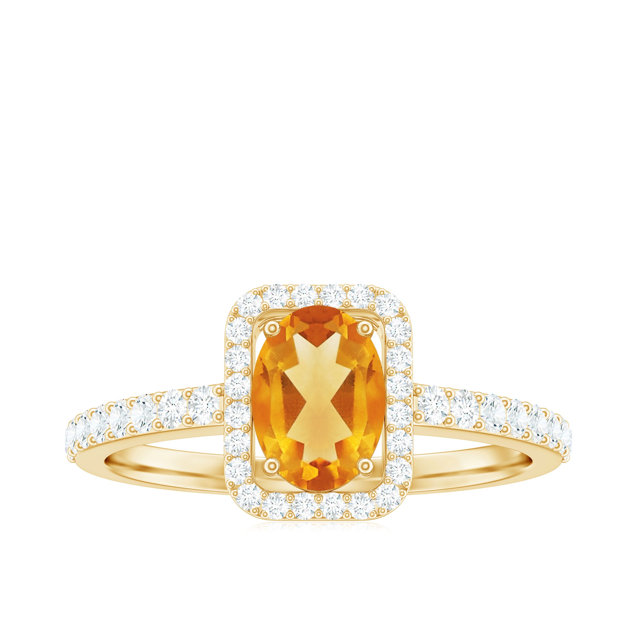 Rosec Jewels-Oval Cut Citrine Engagement Ring with Moissanite Halo