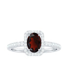 Rosec Jewels-Oval Cut Garnet Engagement Ring with Diamond Halo