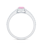 Rosec Jewels-Oval Cut Rose Quartz Engagement Ring with Diamond Halo