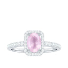 Rosec Jewels-Oval Cut Rose Quartz Engagement Ring with Diamond Halo