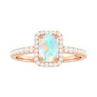 Rosec Jewels-1.50 CT Oval Cut Ethiopian Opal Ring with Diamond Halo