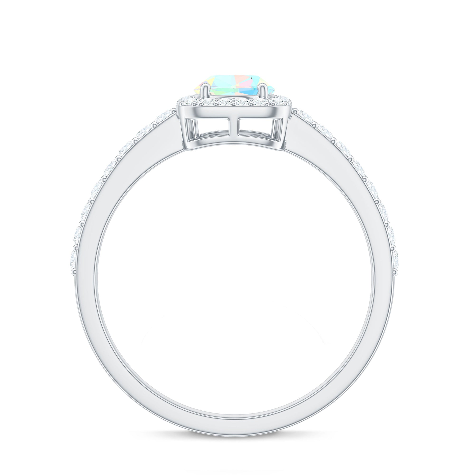 Rosec Jewels-1.50 CT Oval Cut Ethiopian Opal Ring with Diamond Halo