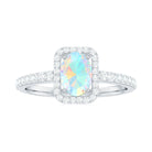 Rosec Jewels-1.50 CT Oval Cut Ethiopian Opal Ring with Diamond Halo