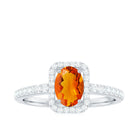 Rosec Jewels-Oval Cut Fire Opal Engagement Ring with Diamond Halo