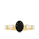 Rosec Jewels-Oval Cut Black Diamond Solitaire Ring with Spaced Diamond