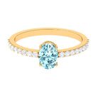 Rosec Jewels-Oval Aquamarine Solitaire Engagement Ring with Diamond