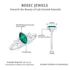 Rosec Jewels-3/4 CT Marquise Cut Created Emerald Solitaire Ring with Diamond