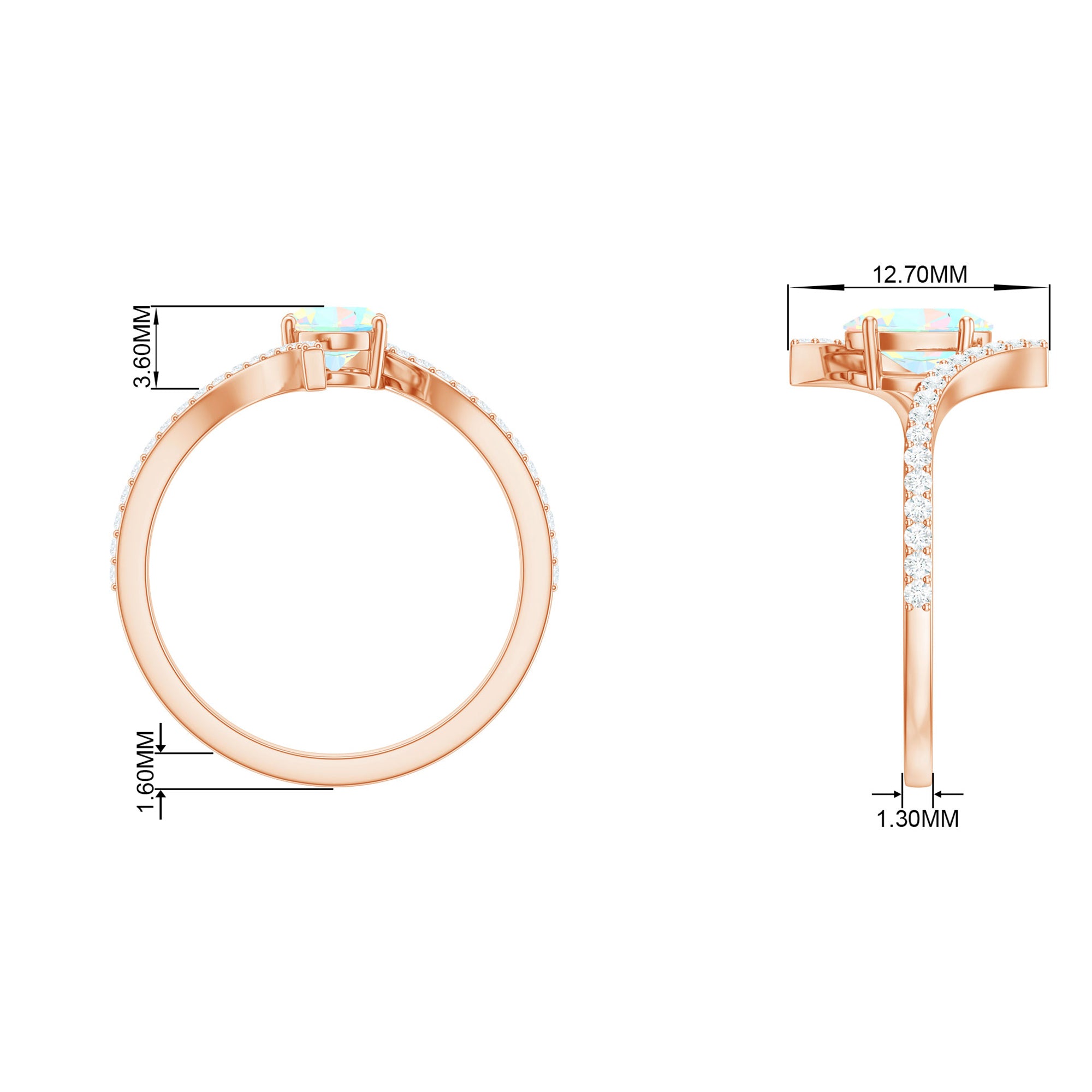 Rosec Jewels-1.25 CT Oval Ethiopian Opal Solitaire Bypass Ring with Diamond