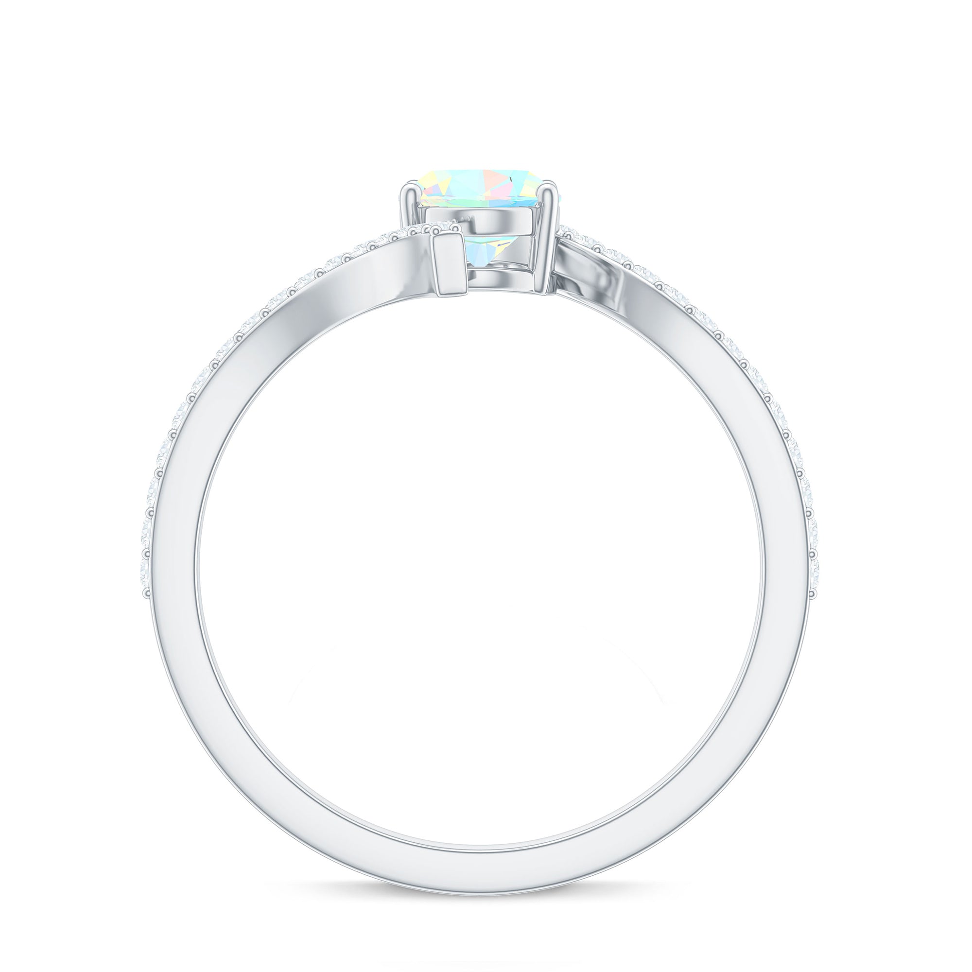 Rosec Jewels-1.25 CT Oval Ethiopian Opal Solitaire Bypass Ring with Diamond