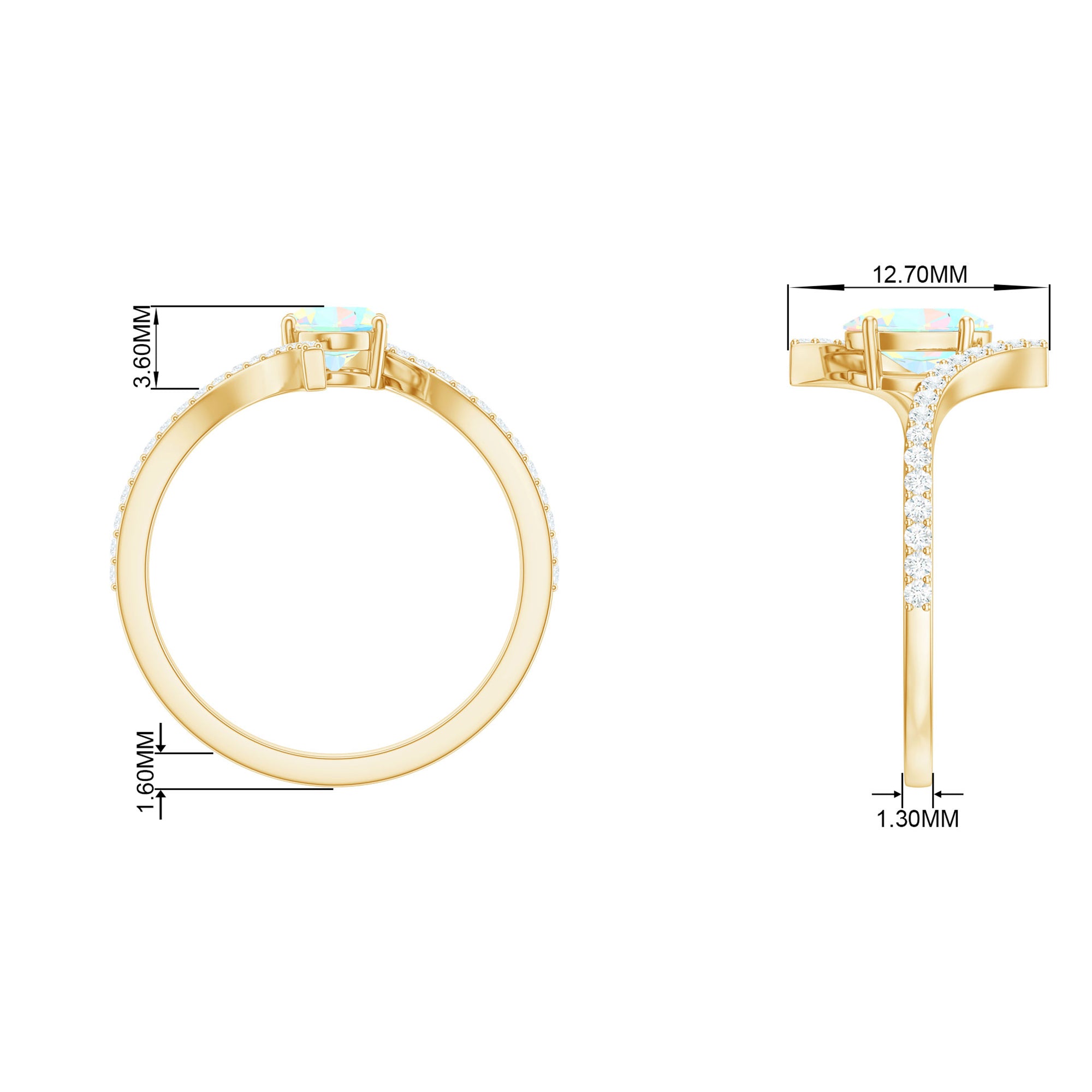 Rosec Jewels-1.25 CT Oval Ethiopian Opal Solitaire Bypass Ring with Diamond