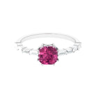 Rosec Jewels-2 CT Asscher Pink Tourmaline Solitaire Engagement Ring with Moissanite