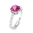 Rosec Jewels-2 CT Asscher Pink Tourmaline Solitaire Engagement Ring with Moissanite