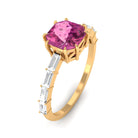 Rosec Jewels-2 CT Asscher Pink Tourmaline Solitaire Engagement Ring with Moissanite