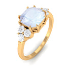 Rosec Jewels-Asscher Cut Moonstone Solitaire Engagement Ring with Diamond Trio