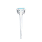 Rosec Jewels-Claw Set Asscher Cut Sky Blue Topaz Solitaire Engagement Ring with Diamond