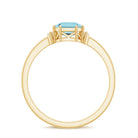 Rosec Jewels-Claw Set Asscher Cut Sky Blue Topaz Solitaire Engagement Ring with Diamond