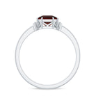 Rosec Jewels-Claw Set Asscher Cut Garnet Solitaire Engagement Ring with Diamond