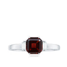 Rosec Jewels-Claw Set Asscher Cut Garnet Solitaire Engagement Ring with Diamond