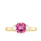 Rosec Jewels-Asscher Cut Pink Tourmaline Solitaire Ring with Diamond