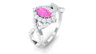 Rosec Jewels-Marquise Pink Sapphire and Diamond Crossover Engagement Ring