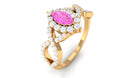 Rosec Jewels-Marquise Pink Sapphire and Diamond Crossover Engagement Ring