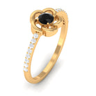 Rosec Jewels-1 CT Lab-Created Black Diamond Flower Promise Ring with Diamond