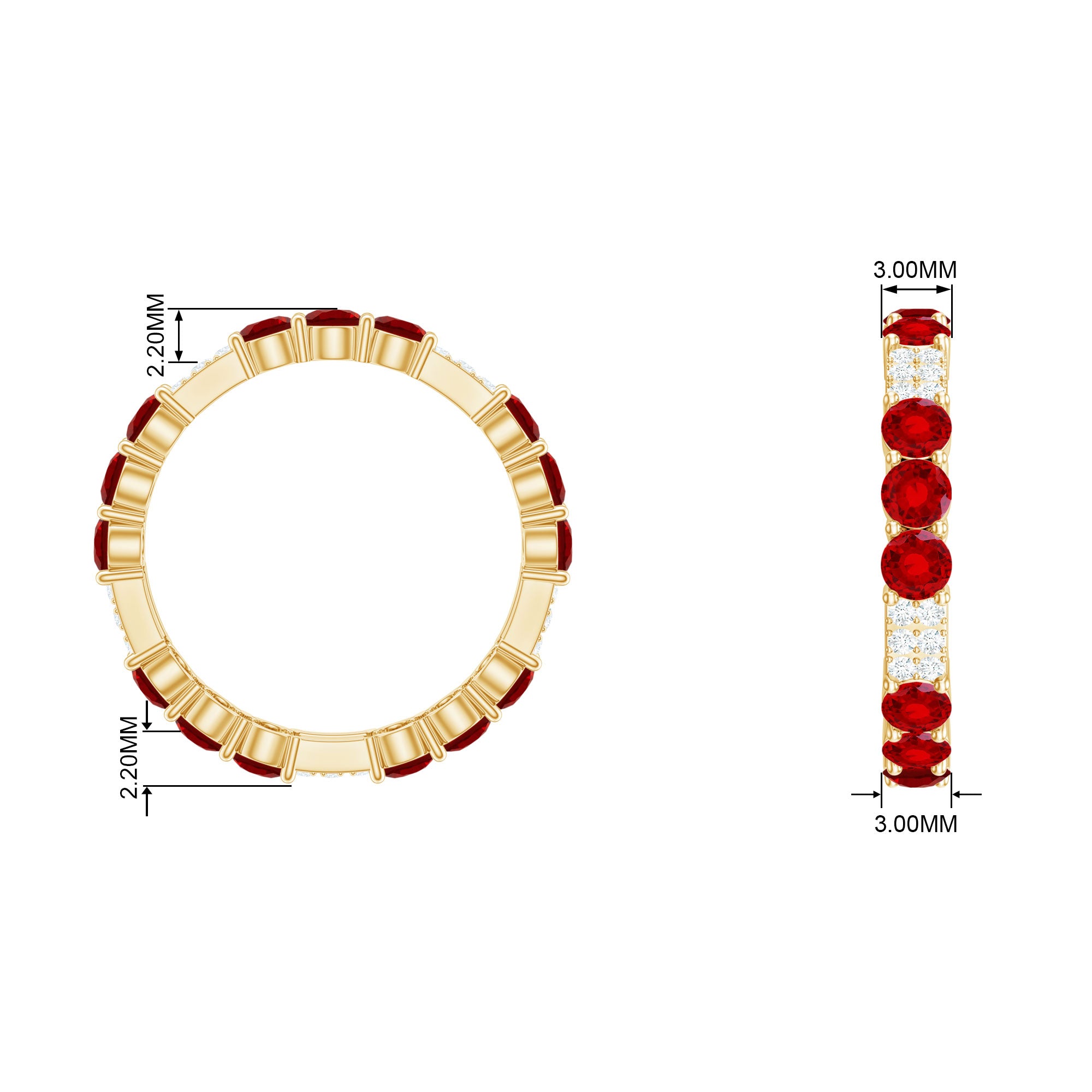 Rosec Jewels-2.50 CT Created Ruby Designer Full Eternity Ring with Diamond