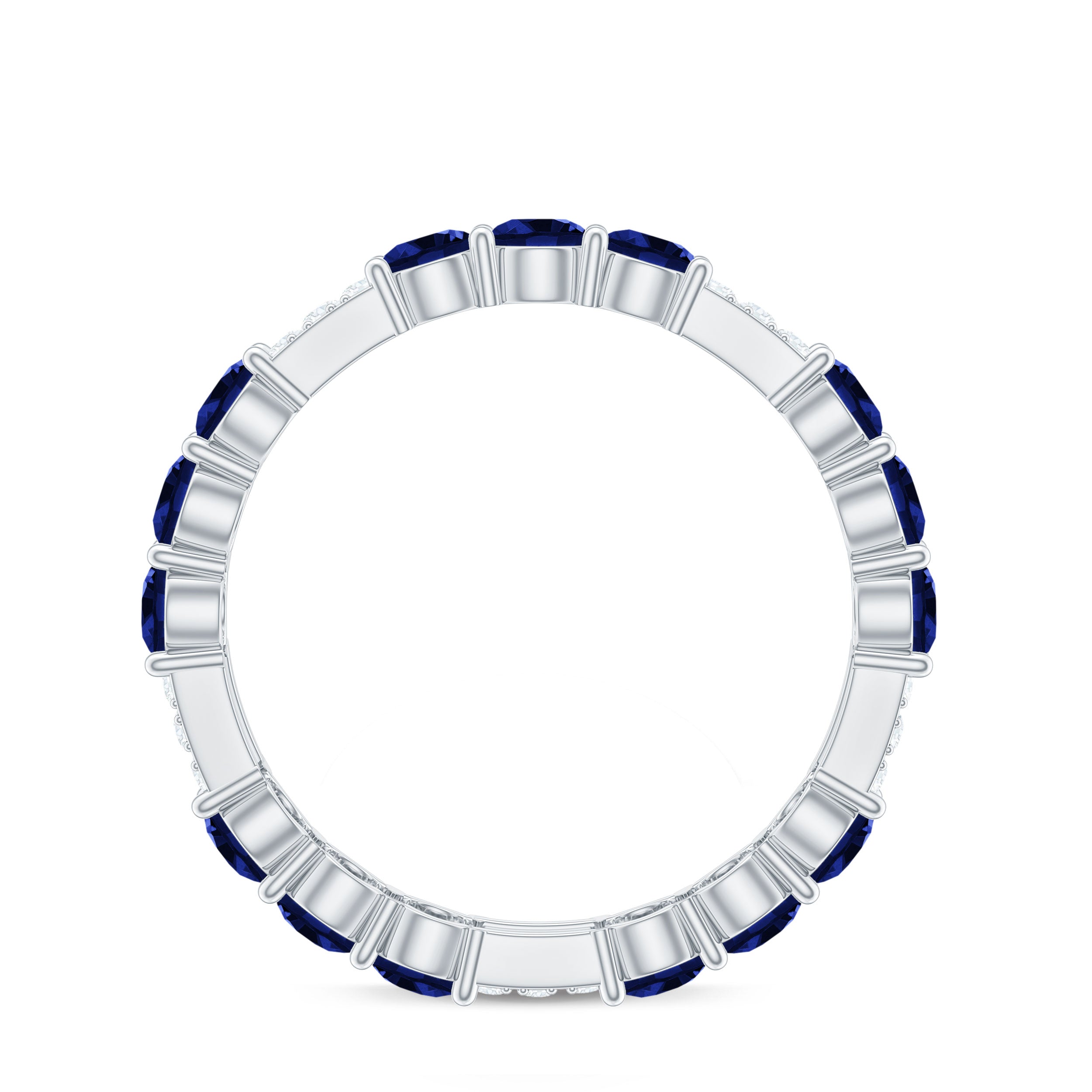 Rosec Jewels-Created Blue Sapphire and Diamond Designer Eternity Band Ring