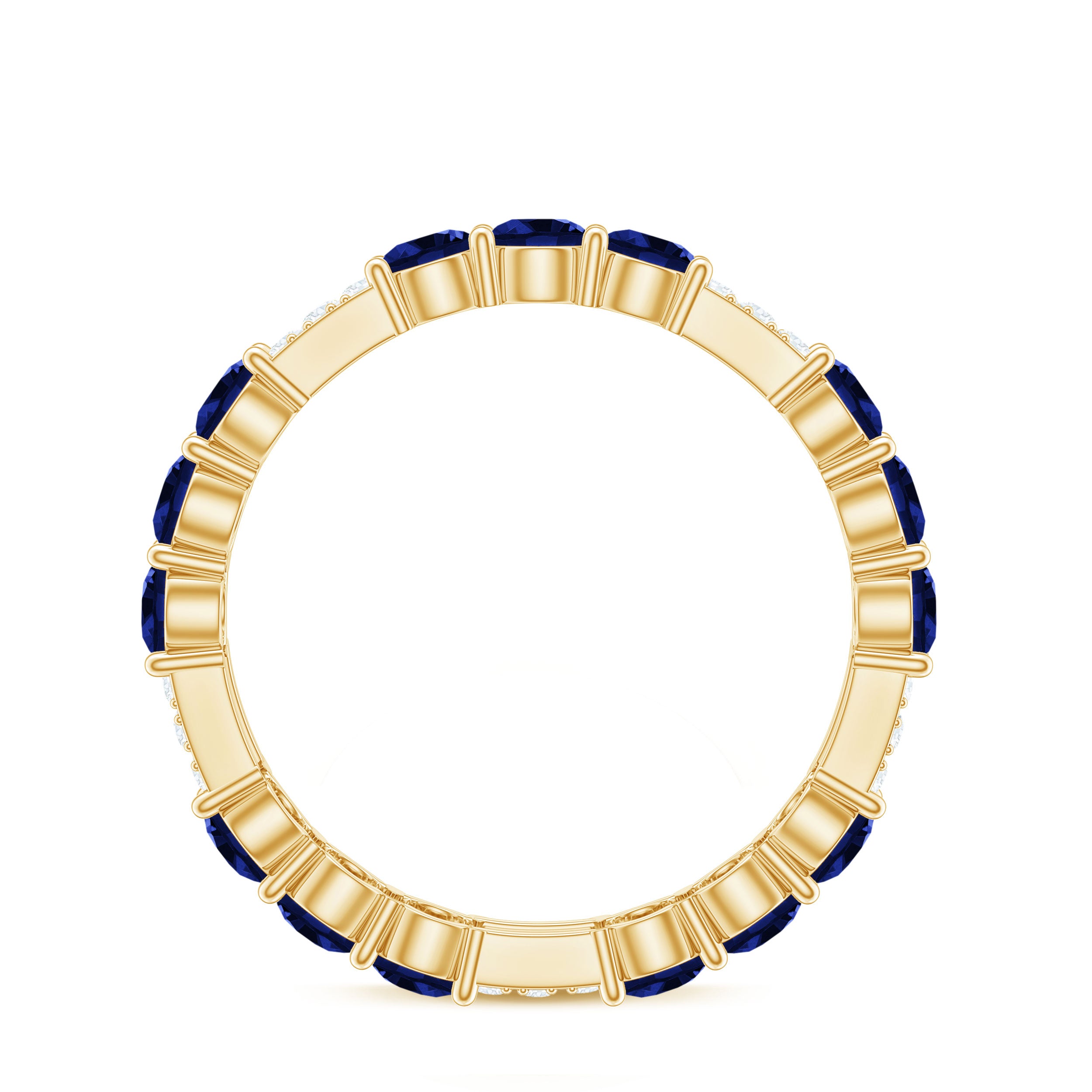 Rosec Jewels-Created Blue Sapphire and Diamond Designer Eternity Band Ring