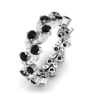 Rosec Jewels-5 CT Created Black Diamond Leaf Eternity Ring with Moissanite