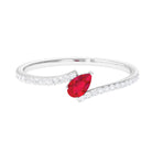 Rosec Jewels-Pear Shape Lab Grown Ruby and Diamond Bypass Promise Ring