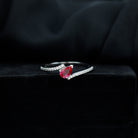 Rosec Jewels-Pear Shape Lab Grown Ruby and Diamond Bypass Promise Ring