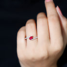 Rosec Jewels-Pear Shape Lab Grown Ruby and Diamond Bypass Promise Ring