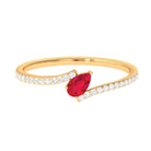 Rosec Jewels-Pear Shape Lab Grown Ruby and Diamond Bypass Promise Ring