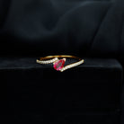 Rosec Jewels-Pear Shape Lab Grown Ruby and Diamond Bypass Promise Ring