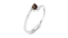 Rosec Jewels-Tilted Pear Shape Smoky Quartz and Diamond Bypass Promise Ring